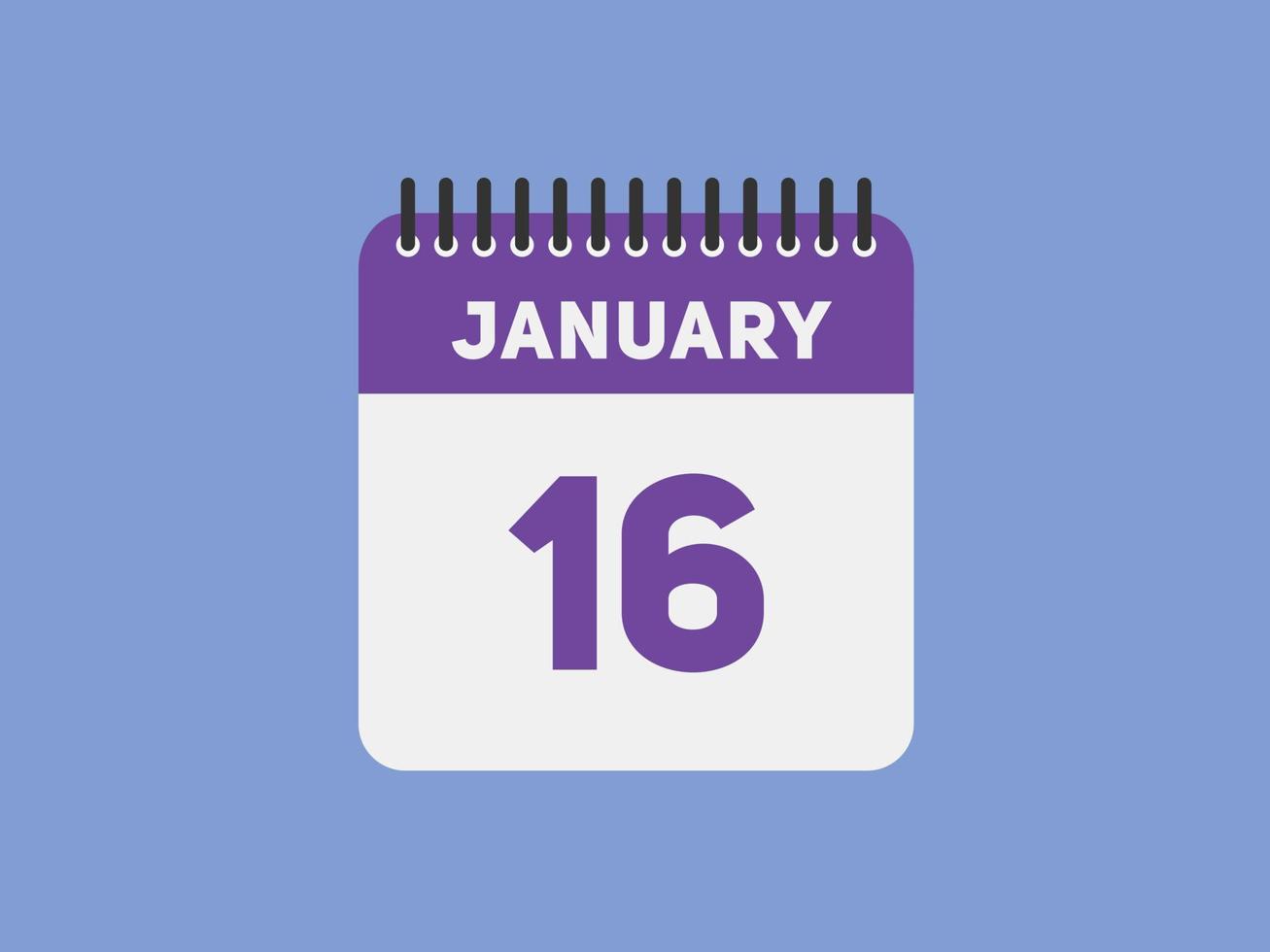 16. januar kalender erinnerung. 16. januar tägliche kalendersymbolvorlage. Kalender 16. Januar Icon-Design-Vorlage. Vektor-Illustration vektor