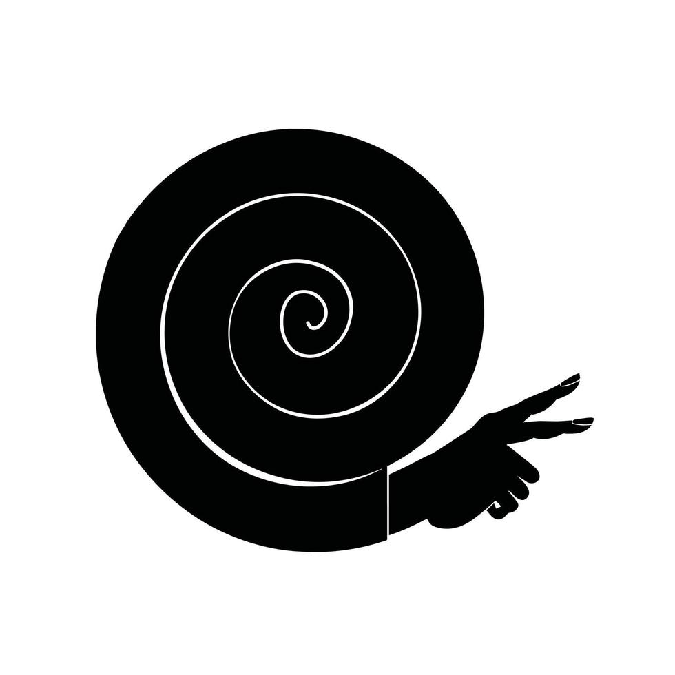 Silhouette einer Schnecke mit einer Schale in Schwarz. Cochlea-Symbol im flachen Stil für Druck und Design. Illustration des Schneckenlogos isoliert auf weißem Hintergrund. Vektorgrafiken vektor