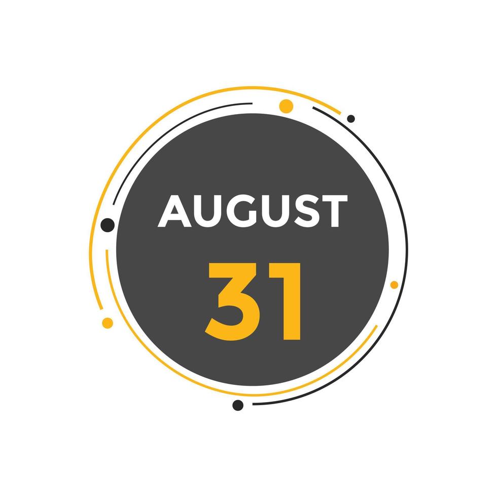 31. August Kalendererinnerung. 31. august tägliche kalendersymbolvorlage. Kalender 31. August Icon-Design-Vorlage. Vektor-Illustration vektor