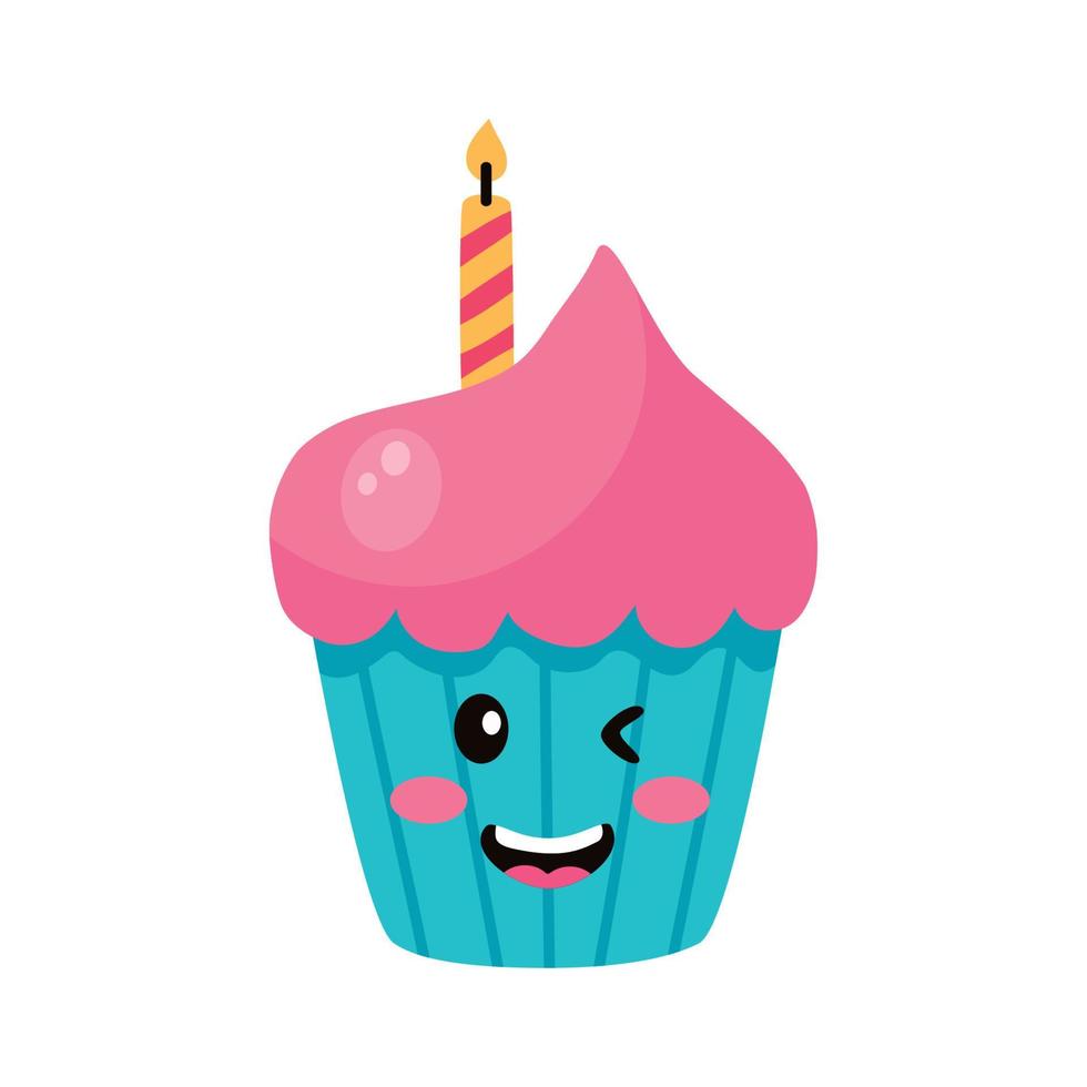 Geburtstag Cupcake kawaii Comic vektor