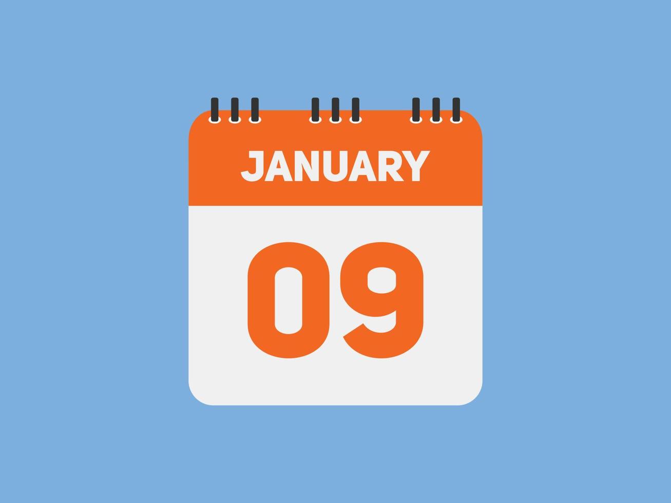 Kalendererinnerung am 9. januar. 9. januar tägliche kalendersymbolvorlage. Kalender 9. Januar Icon-Design-Vorlage. Vektor-Illustration vektor