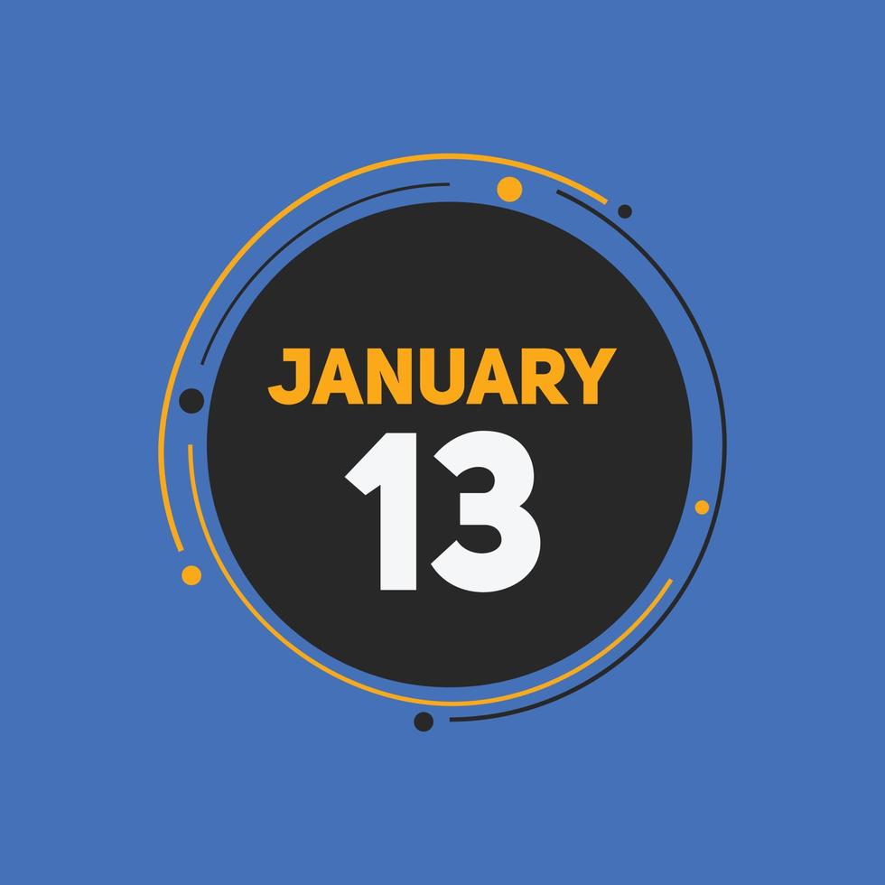 13. januar kalender erinnerung. 13. januar tägliche kalendersymbolvorlage. Kalender 13. Januar Icon-Design-Vorlage. Vektor-Illustration vektor