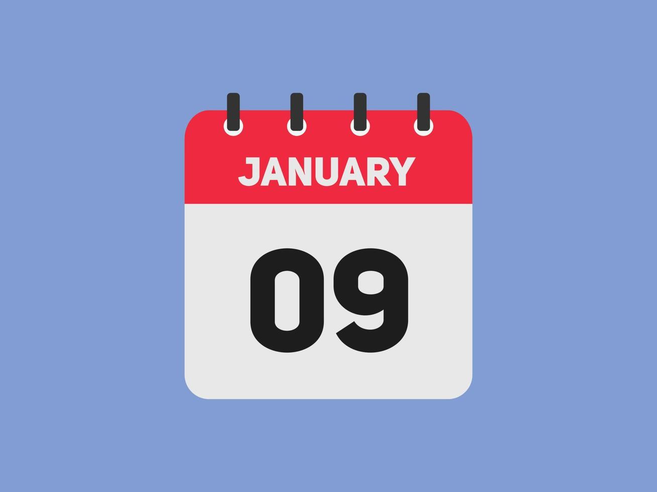 Kalendererinnerung am 9. januar. 9. januar tägliche kalendersymbolvorlage. Kalender 9. Januar Icon-Design-Vorlage. Vektor-Illustration vektor