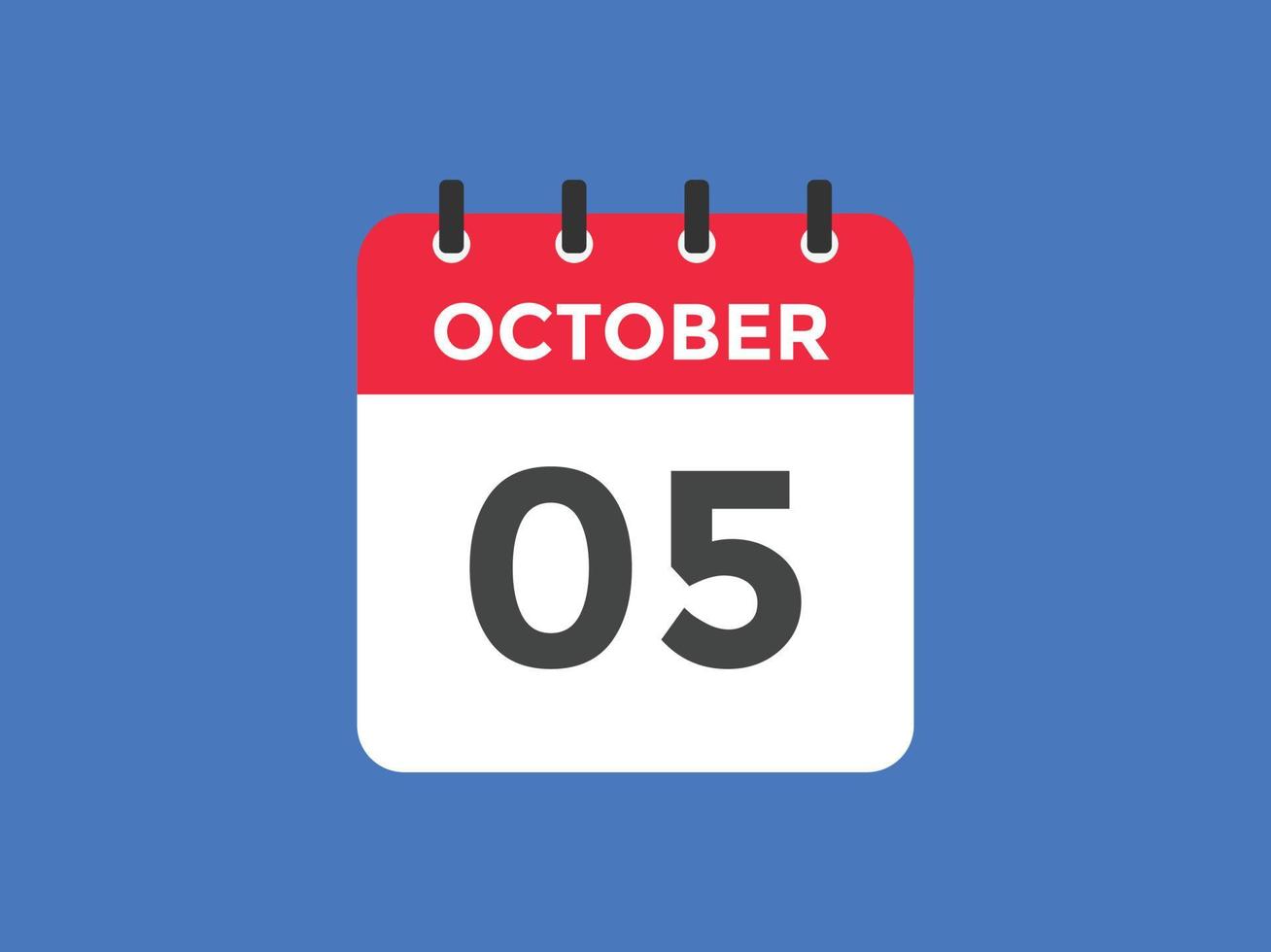 5. oktober kalendererinnerung. 5. oktober tägliche kalendersymbolvorlage. Kalender 5. Oktober Icon-Design-Vorlage. Vektor-Illustration vektor