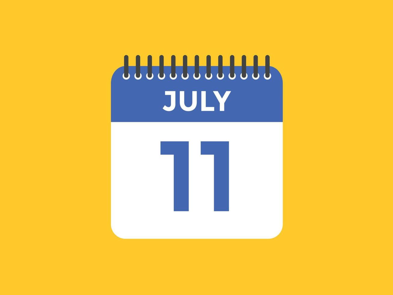 11. Juli Kalendererinnerung. 11. juli tägliche kalendersymbolvorlage. Kalender 11. Juli Icon-Design-Vorlage. Vektor-Illustration vektor