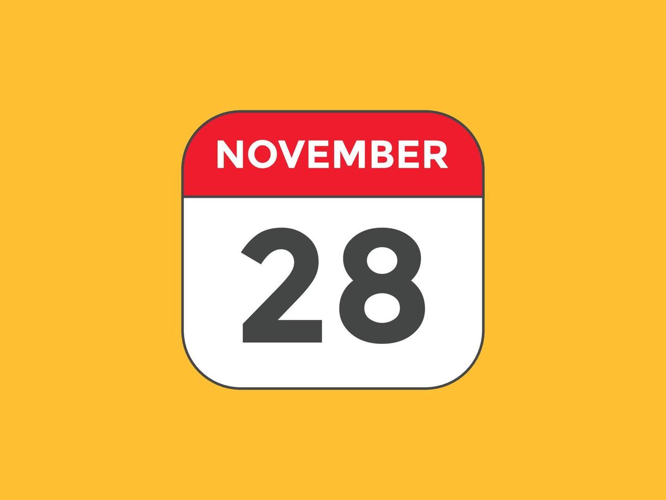 november 28 kalender påminnelse. 28: e november dagligen kalender ikon mall. kalender 28: e november ikon design mall. vektor illustration