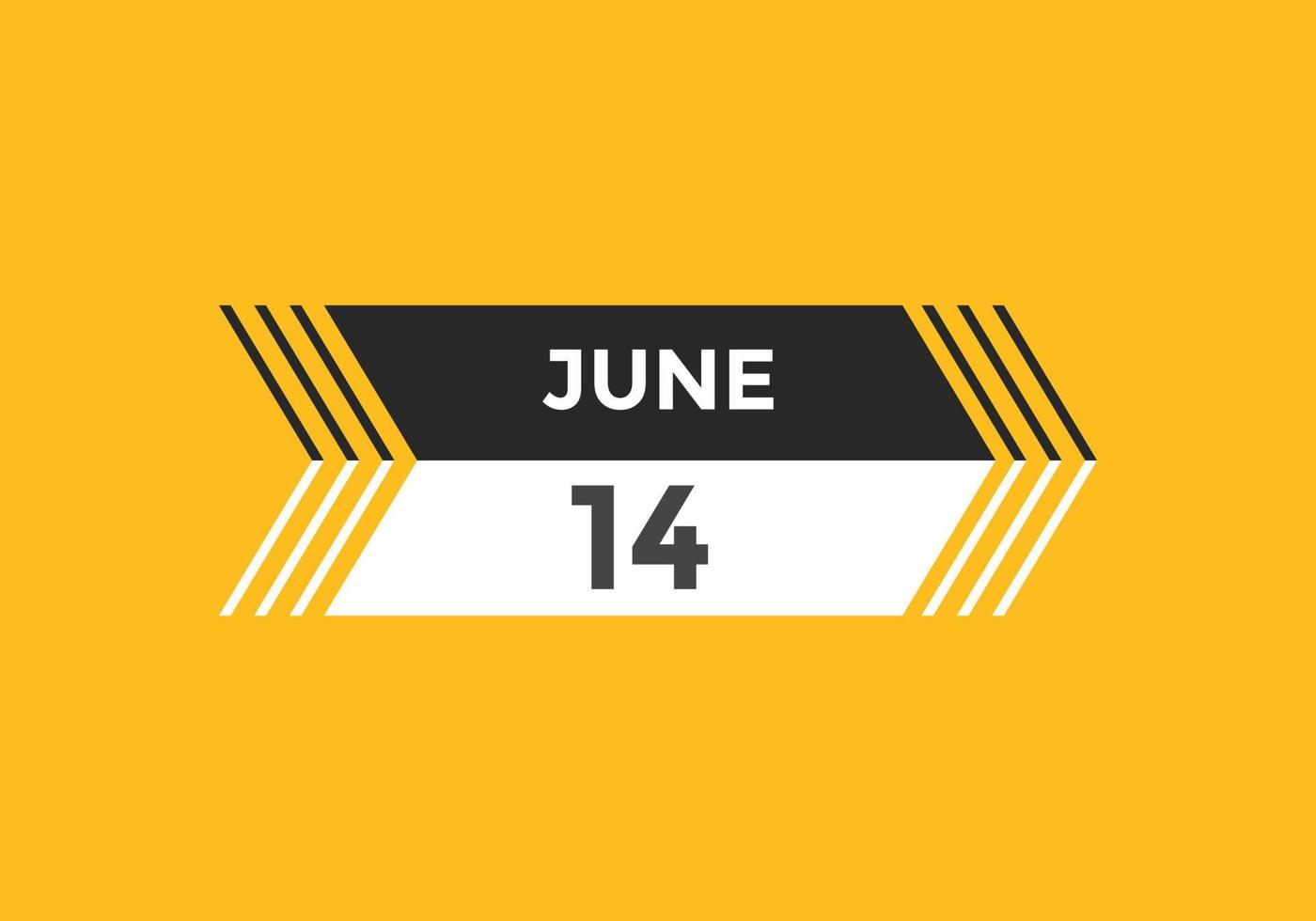 juni 14 kalender påminnelse. 14:e juni dagligen kalender ikon mall. kalender 14:e juni ikon design mall. vektor illustration