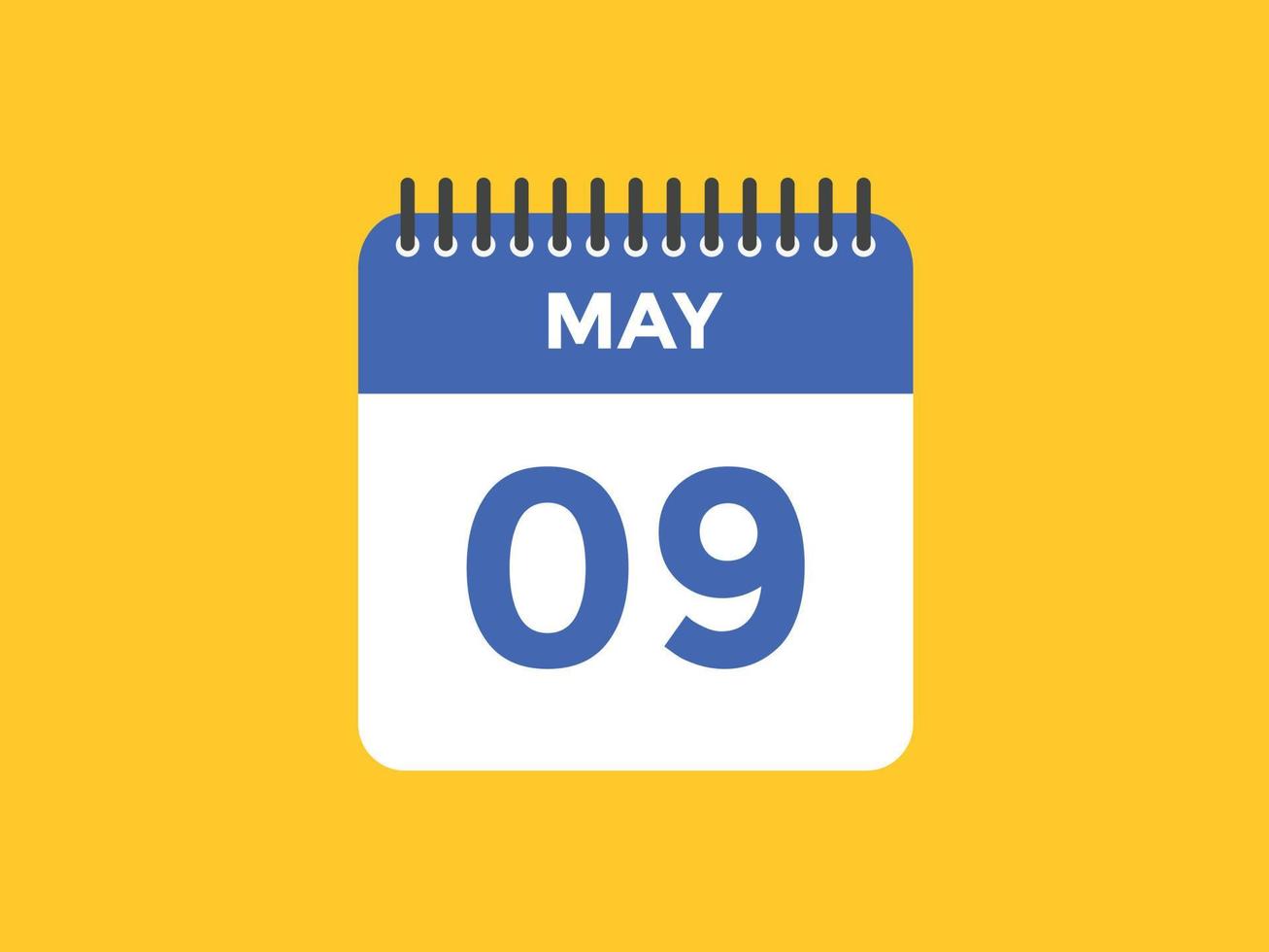 9. Mai Kalendererinnerung. 9. mai tägliche kalendersymbolvorlage. Kalender 9. Mai Icon-Design-Vorlage. Vektor-Illustration vektor