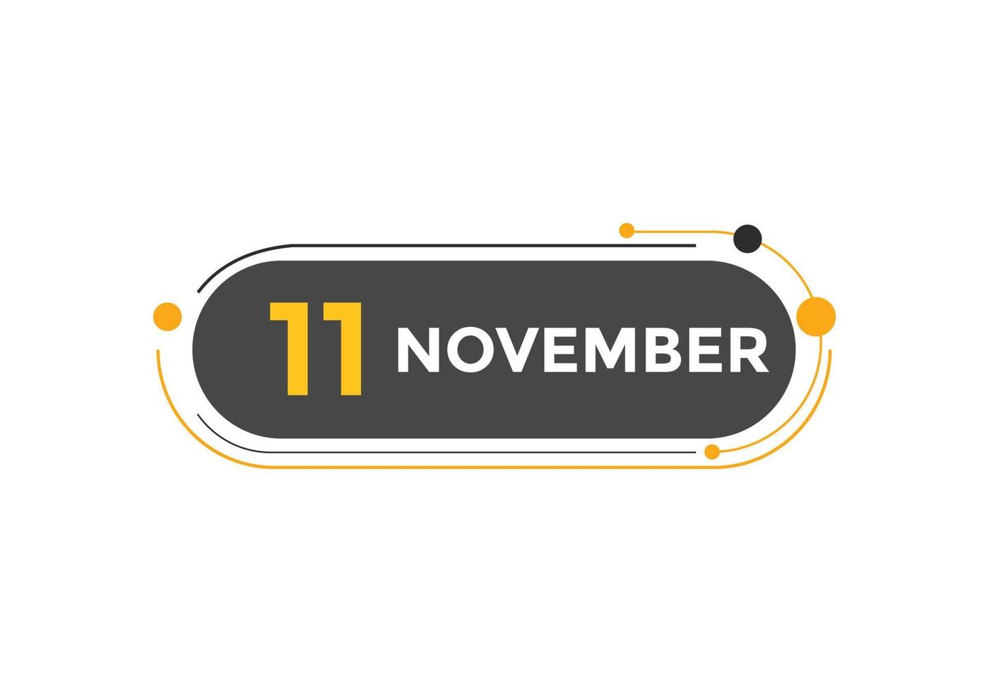november 11 kalender påminnelse. 11th november dagligen kalender ikon mall. kalender 11th november ikon design mall. vektor illustration