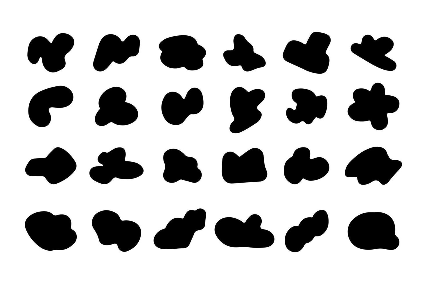 zufällige schwarze formen gesetzt. Blob-Formen. organische abstrakte splodge-elemente monochrome sammlung. Vektor. vektor