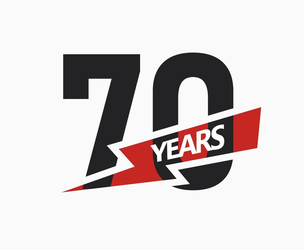 70 år av företag, jubileum logotyp. 70:e årsdag tecken. modern grafisk design för företag födelsedag. isolerat vektor illustration