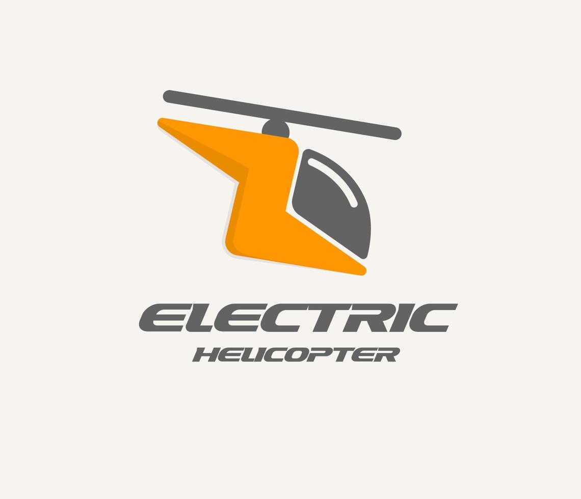 Elektrohubschrauber-Vektorsymbol, elektrischer Lufttransport, modernes flaches Logo-Konzept, Cartoon-Grafikstil. vektor