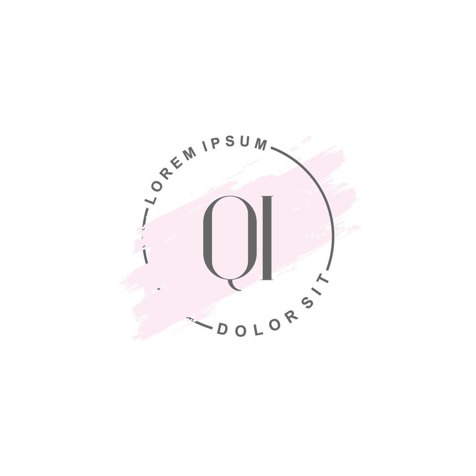 initiales qi minimalistisches logo mit pinsel, initiales logo für unterschrift, hochzeit, mode. vektor