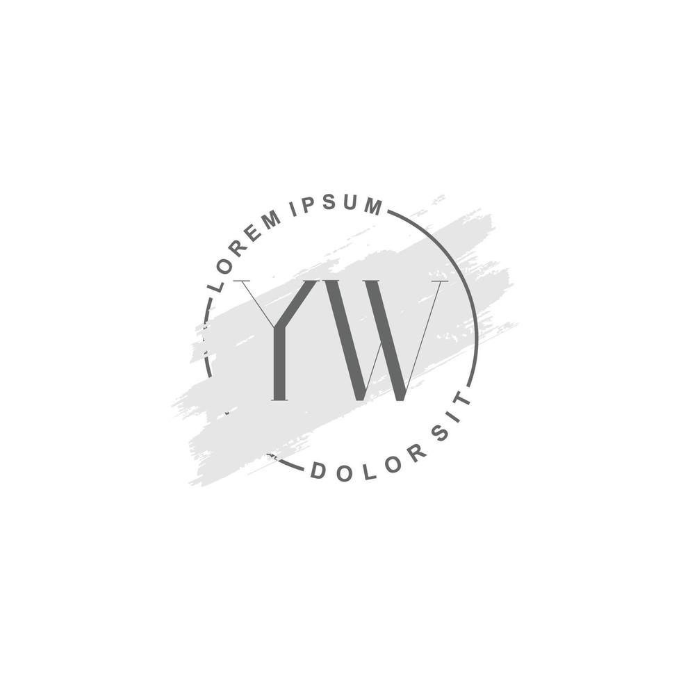 anfängliches yw-minimalistisches logo mit pinsel, anfängliches logo für unterschrift, hochzeit, mode. vektor