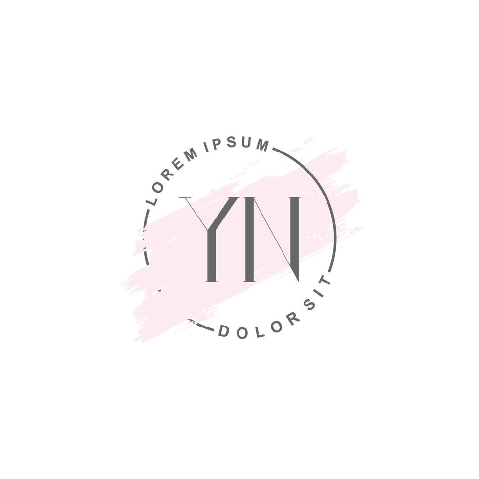 anfängliches yn-minimalistisches logo mit pinsel, anfängliches logo für unterschrift, hochzeit, mode. vektor