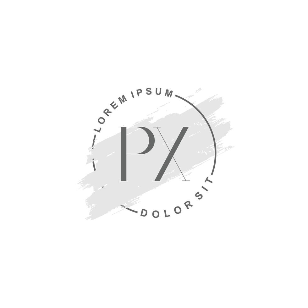 anfängliches px minimalistisches logo mit pinsel, anfängliches logo für unterschrift, hochzeit, mode. vektor