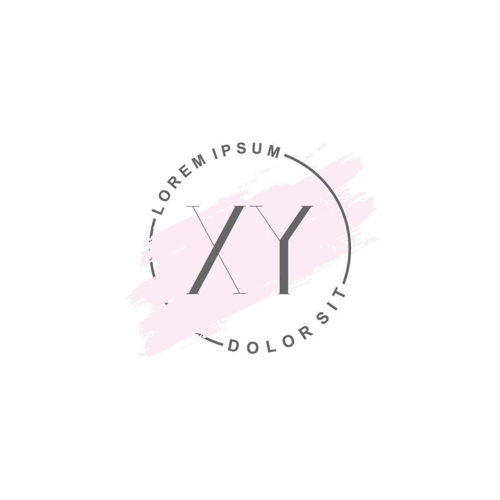 anfängliches xy-minimalistisches logo mit pinsel, anfängliches logo für unterschrift, hochzeit, mode. vektor