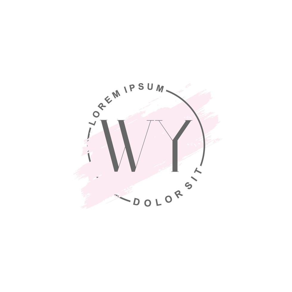 anfängliches wy-minimalistisches logo mit pinsel, anfängliches logo für unterschrift, hochzeit, mode. vektor