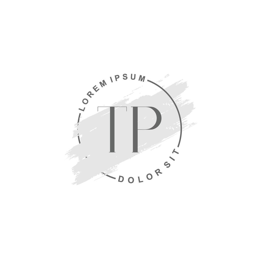 initiales tp minimalistisches logo mit pinsel, initiales logo für unterschrift, hochzeit, mode. vektor