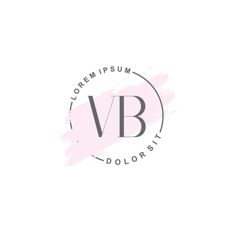 anfängliches vb-minimalistisches logo mit pinsel, anfängliches logo für unterschrift, hochzeit, mode. vektor