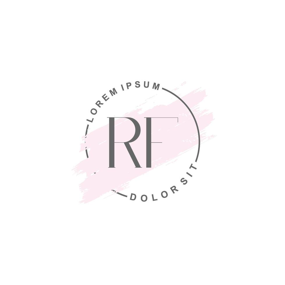 anfängliches rf-minimalistisches logo mit pinsel, anfängliches logo für unterschrift, hochzeit, mode. vektor