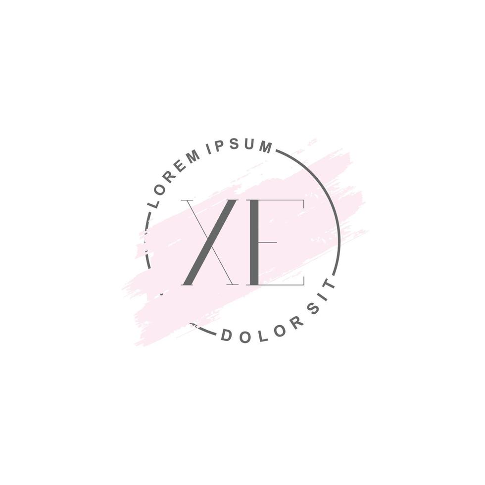 anfängliches xe-minimalistisches logo mit pinsel, anfängliches logo für unterschrift, hochzeit, mode. vektor