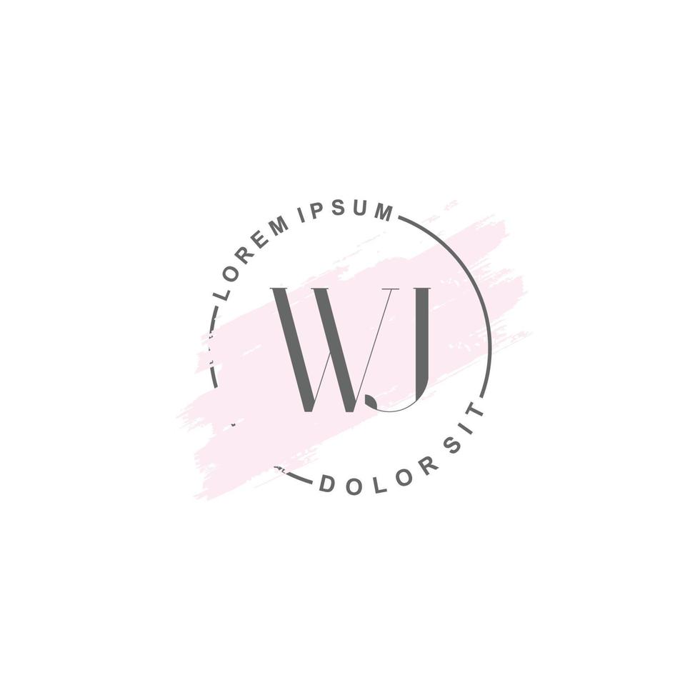 initiales wj minimalistisches logo mit pinsel, initiales logo für unterschrift, hochzeit, mode. vektor