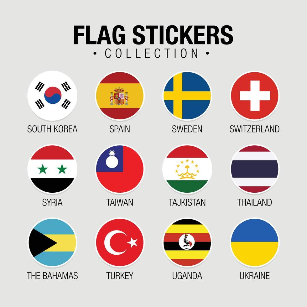 nationell flaggor av de värld klistermärken med namn vektor