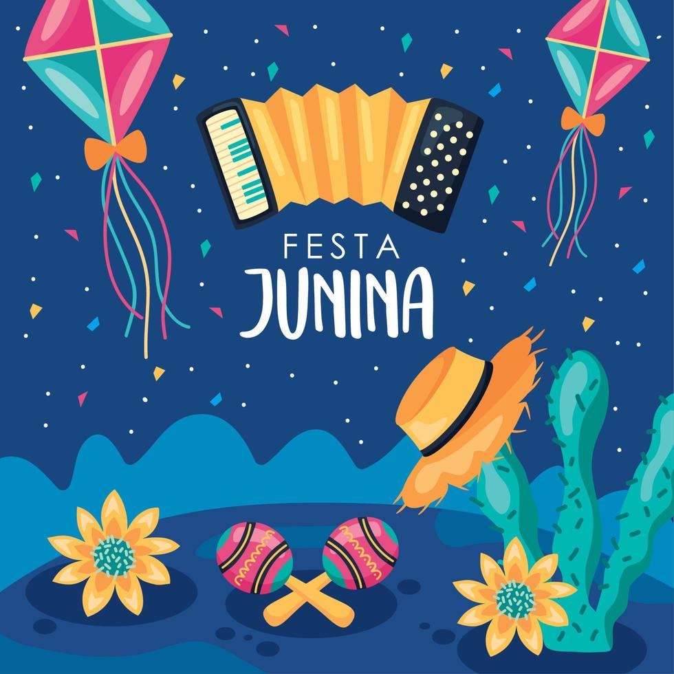 festa junina beschriftungskarte vektor