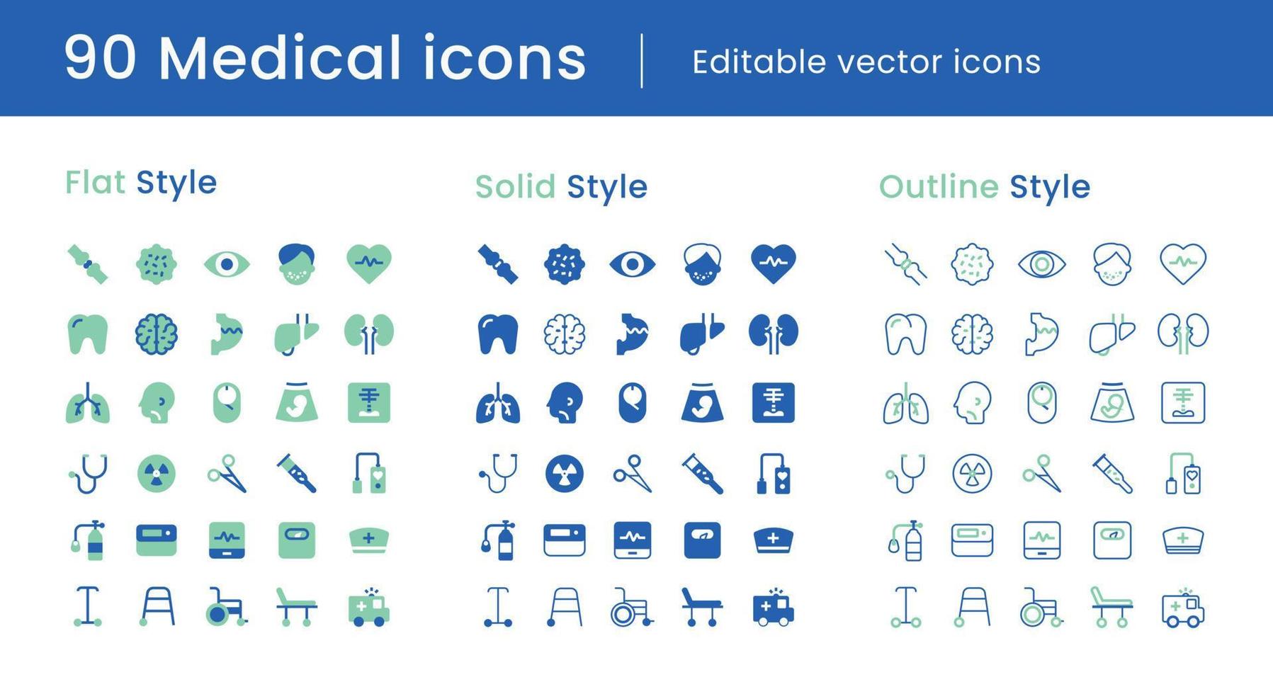90 medicinsk ikoner vektor