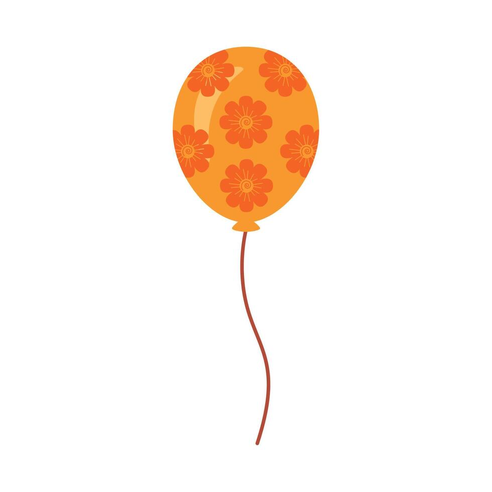 orange ballong helium med blommor vektor