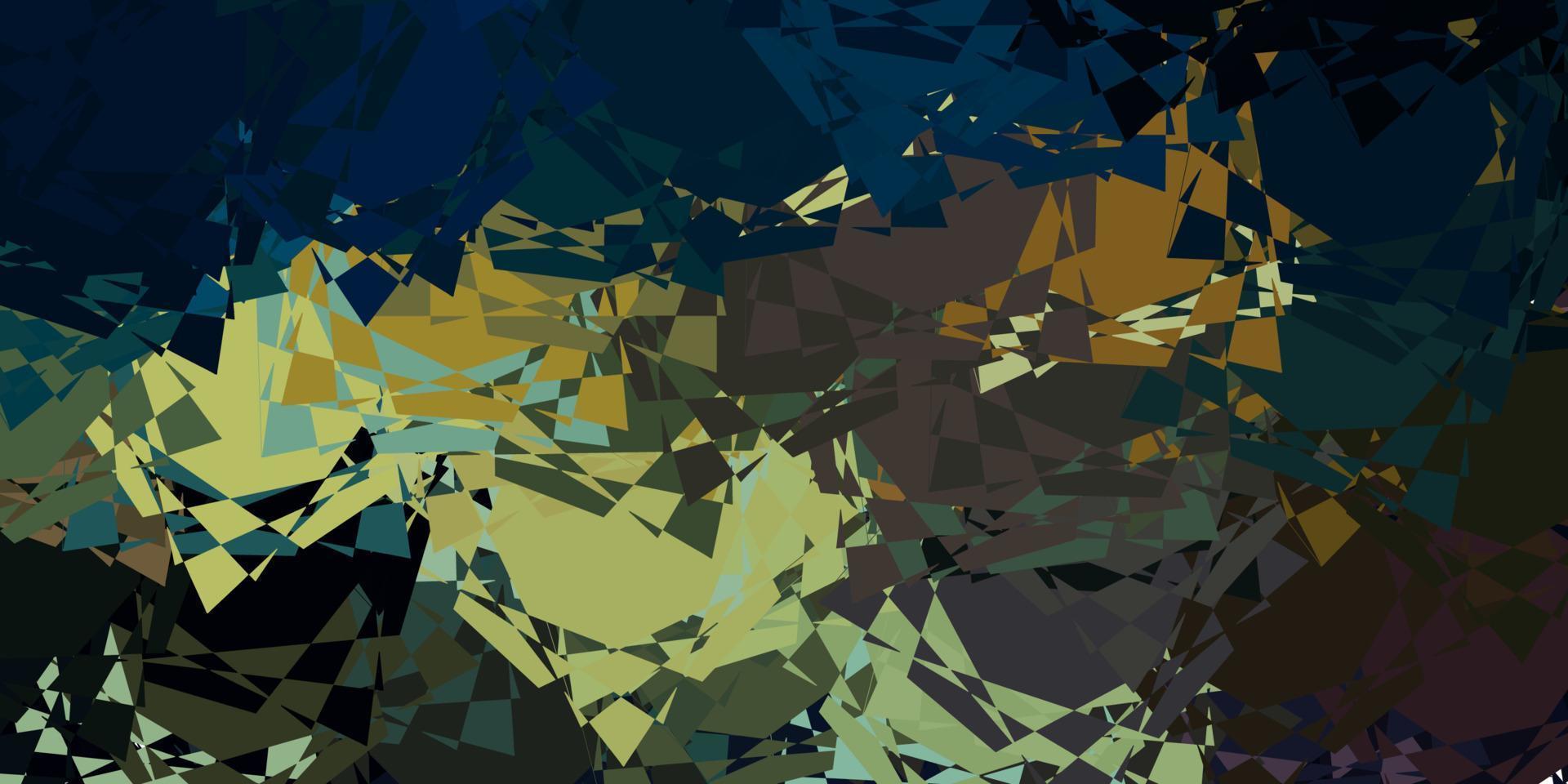 dunkelblauer, gelber Vektorhintergrund mit Dreiecken. vektor