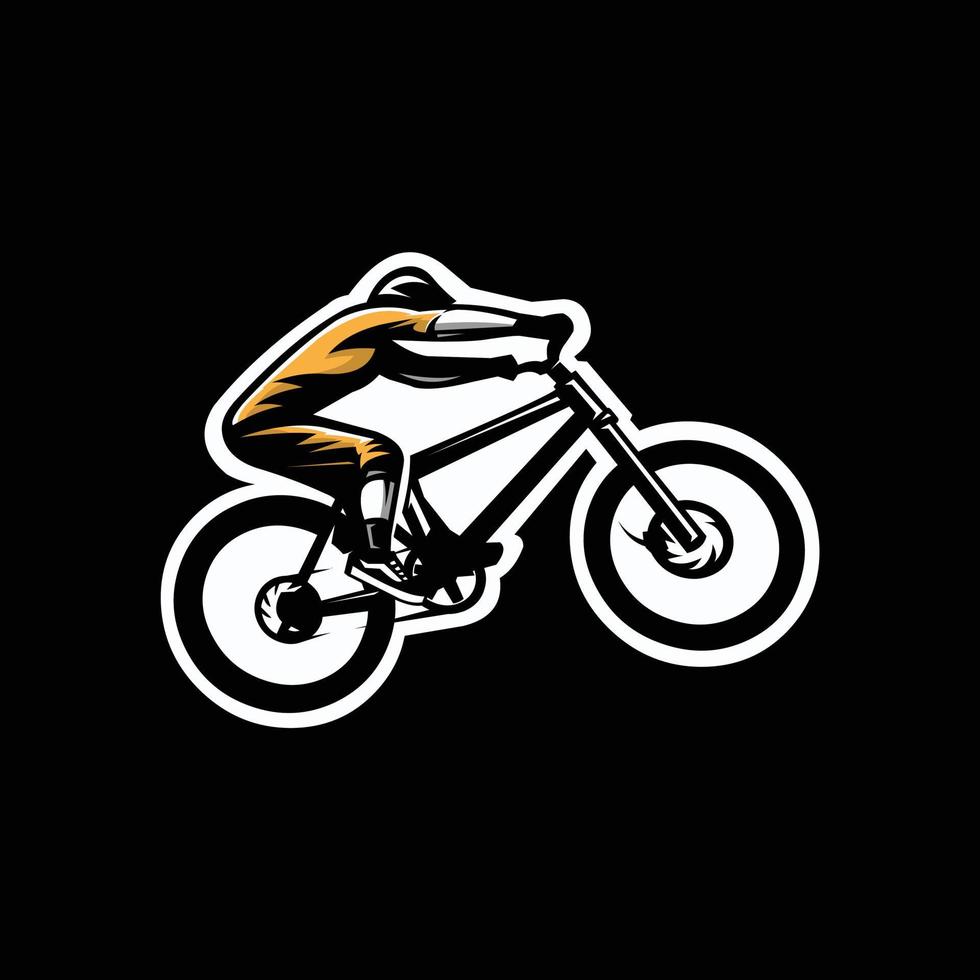 bmx-biker in aktionsvektorillustration auf schwarzem hintergrund vektor