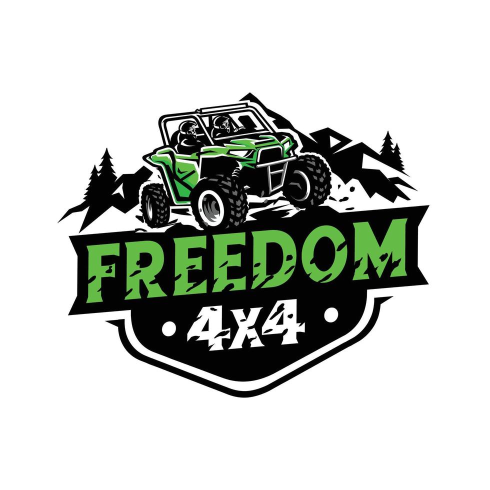 ATV-Abenteuer All Terrain 4x4 Premium-Logo-Abzeichen-Vektorillustration. Logo-Vorlage Abenteuer mit ATV vektor