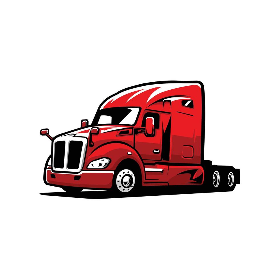 premie röd semi lastbil 18 wheeler freightliner vektor isolerat. bäst för lastbilstransporter relaterad industri