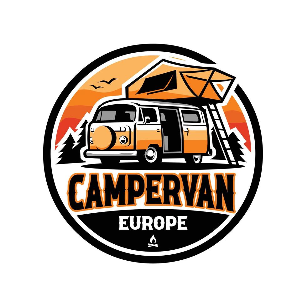 Wohnmobil-Logo. Campervan fertiger Logo-Vektor isoliert vektor