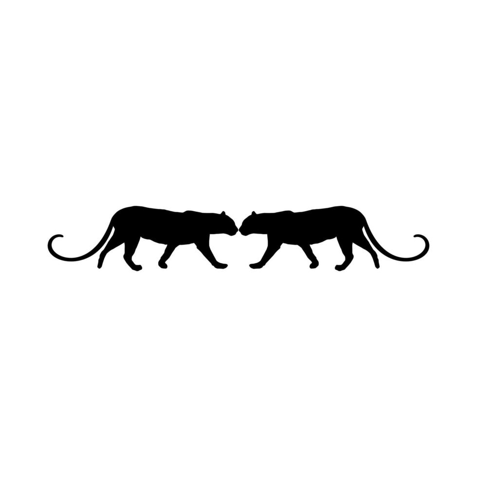 gående, stående tiger, leopard, gepard, svart panter, stor katt familj silhuett för logotyp eller grafisk design element. vektor illustration
