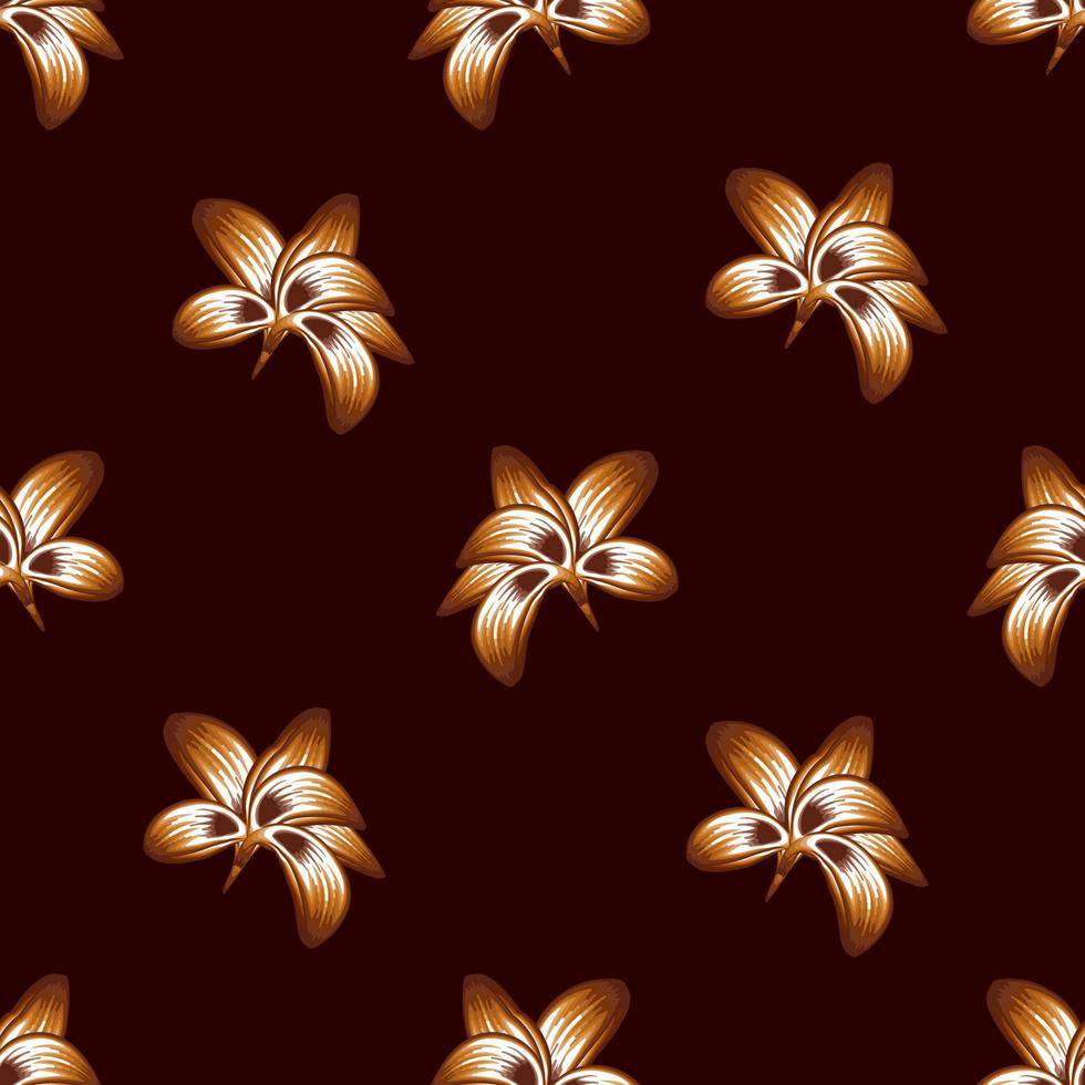 Blumennahtloses Muster in monochromer Stilfarbe dekorativ auf dunklem Hintergrund. Vektordesign. Blumen Hintergrund. Blumentapete. Druck und Textilien. exotische Tropen. Naturtapete. niedlich vektor