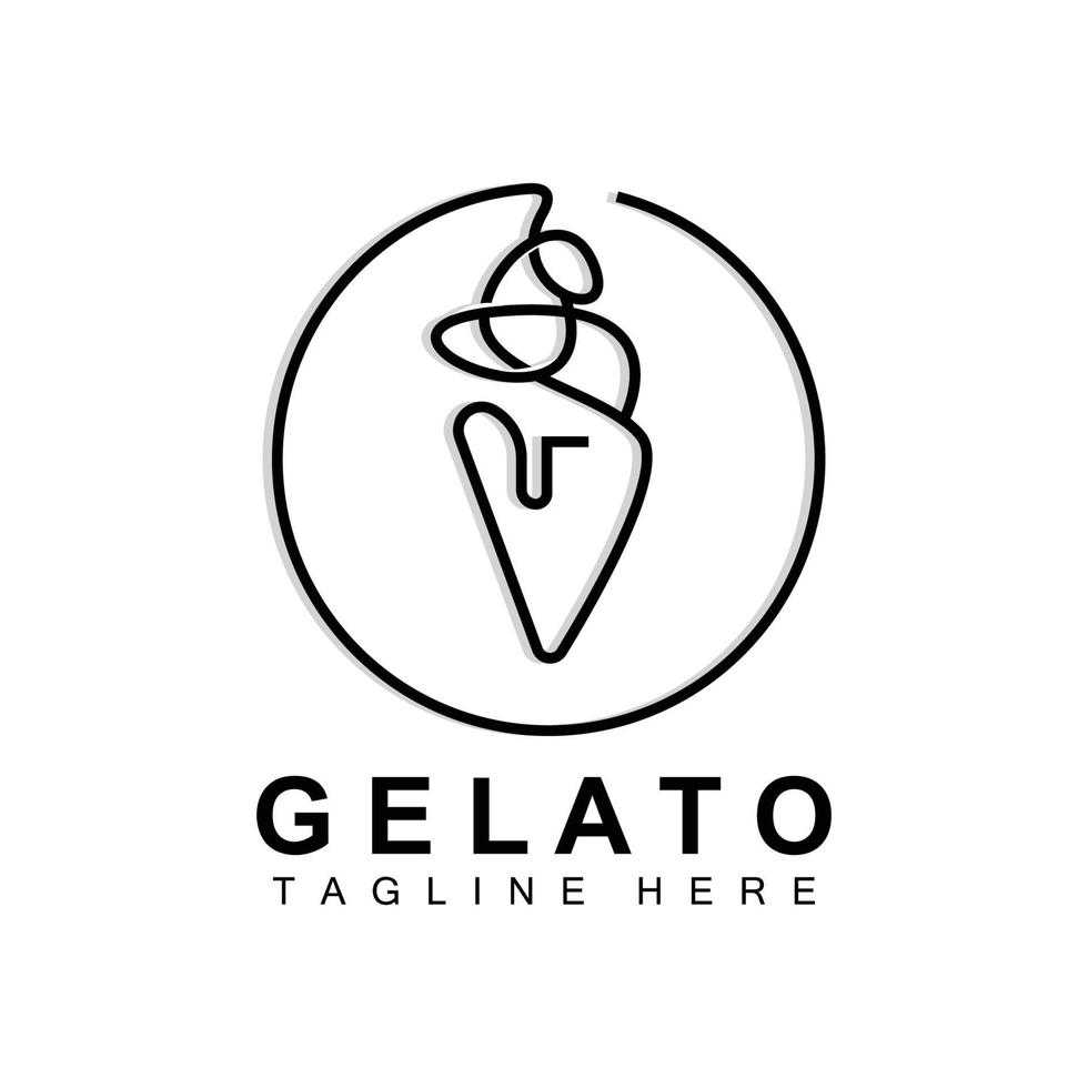 is grädde gelato logotyp design, ljuv mjuk kall mat, vektor varumärke företag Produkter