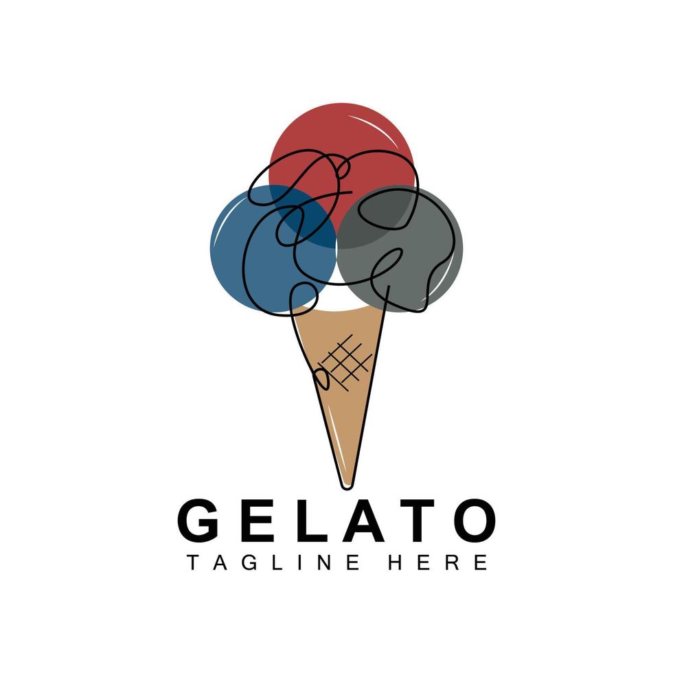 is grädde gelato logotyp design, ljuv mjuk kall mat, vektor varumärke företag Produkter