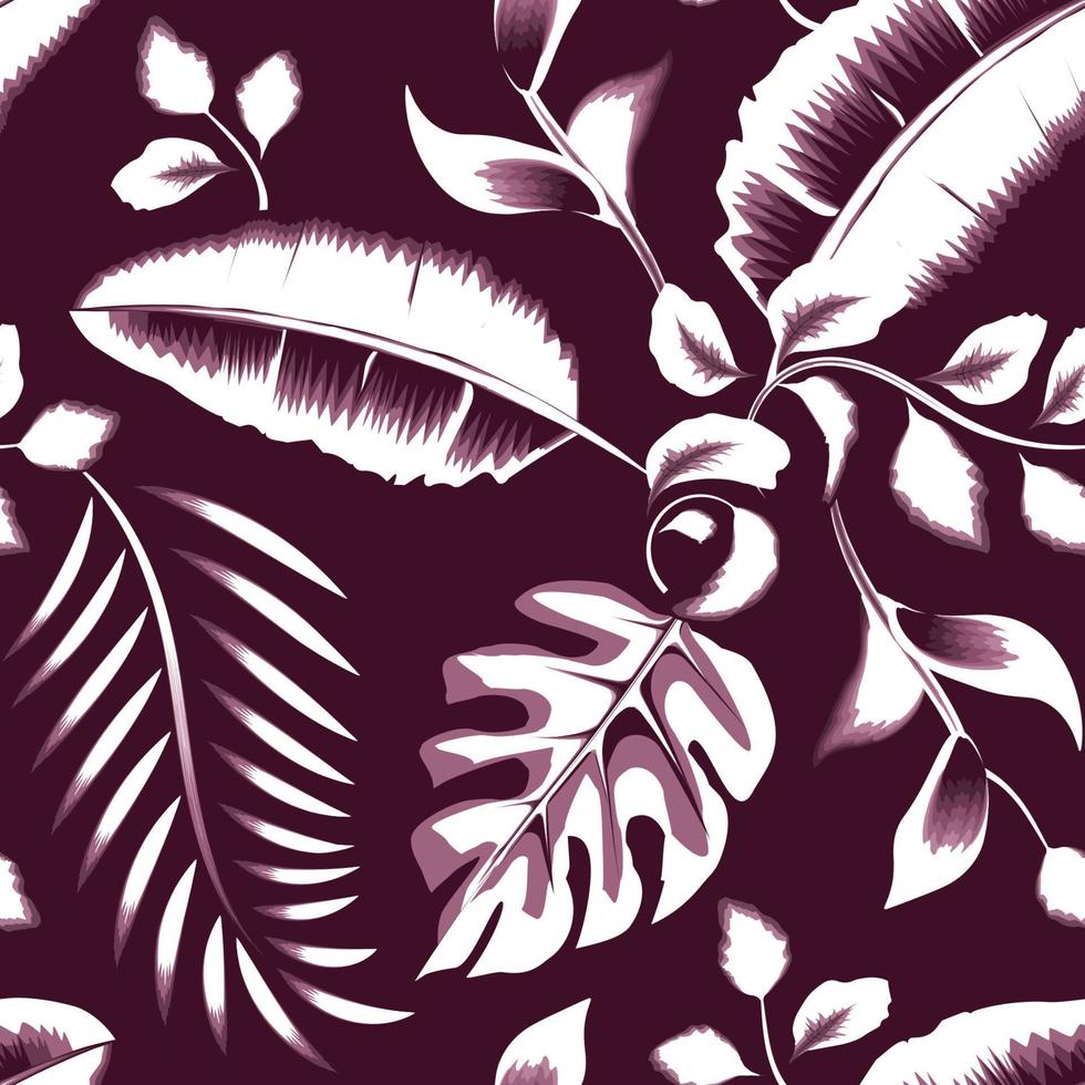 årgång hand dragen illustration med tropisk sömlös mönster i enfärgad Färg stil med ljus växt löv. modern textur. vektor dekorativ. exotisk tropisk. årgång bakgrund. höst