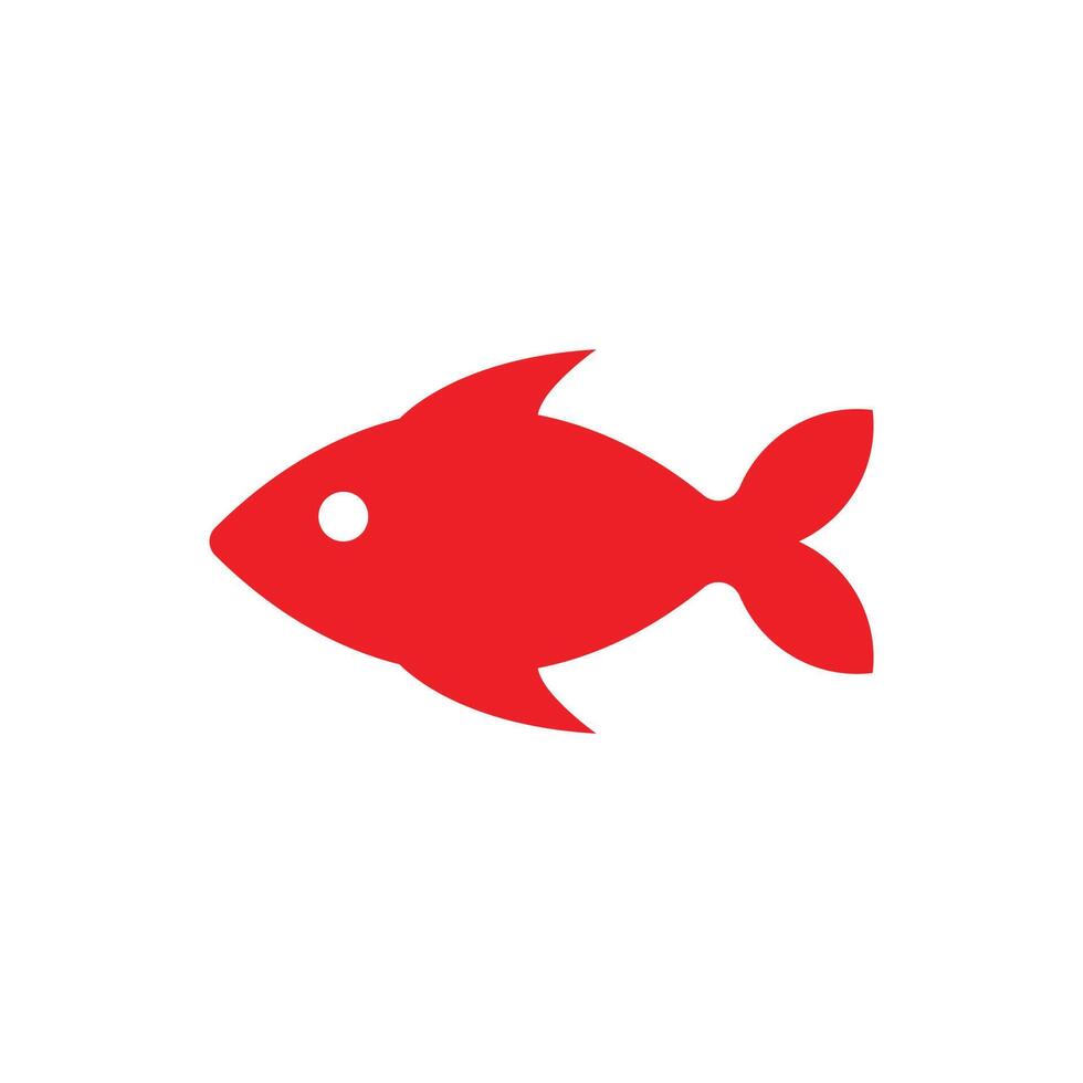 eps10 roter Vektor Fisch festes Symbol isoliert auf weißem Hintergrund. Aquarienfischsymbol in einem einfachen, flachen, trendigen, modernen Stil für Ihr Website-Design, Logo, Piktogramm und mobile Anwendung