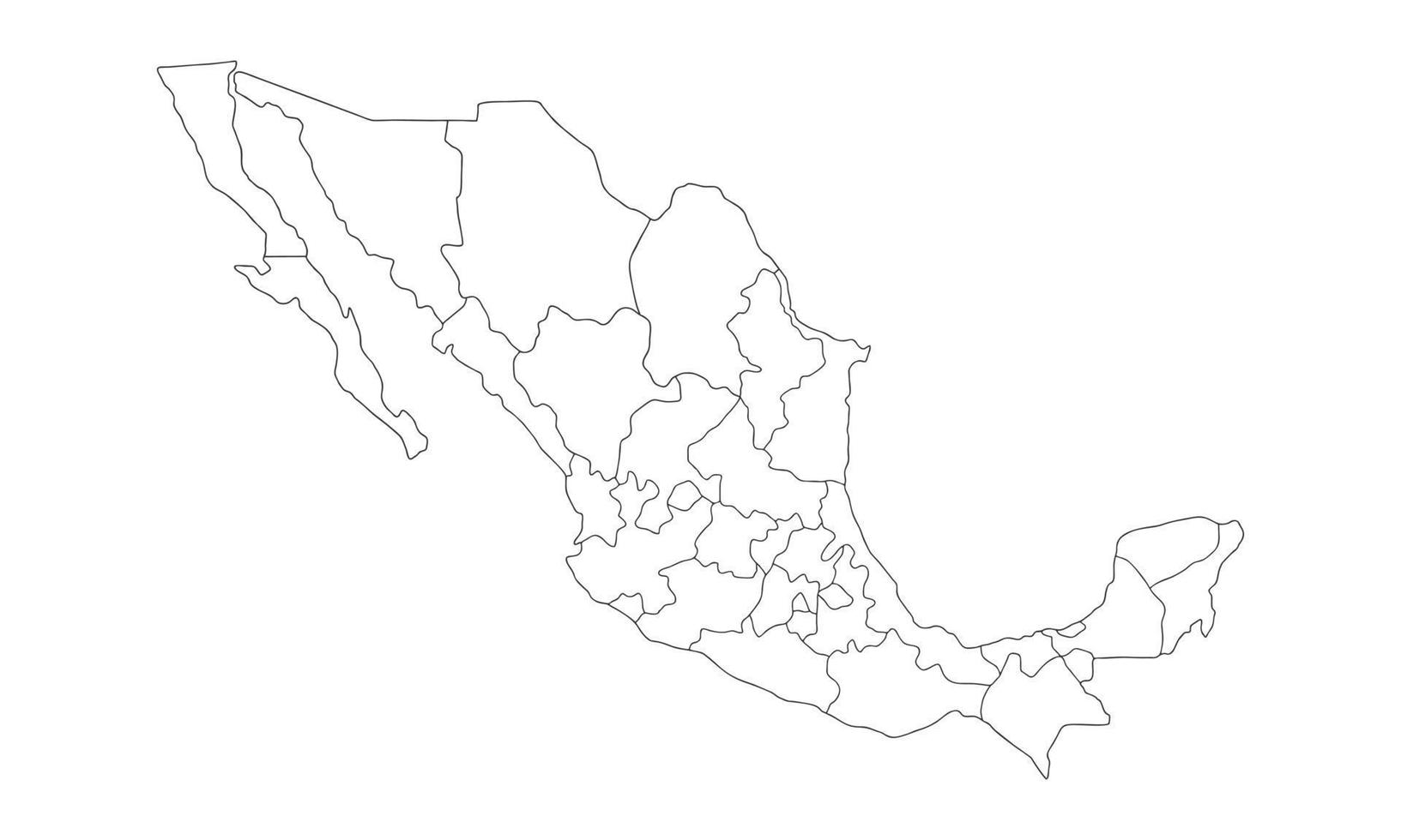 weißer hintergrund der mexiko-karte mit linienkunstdesign vektor