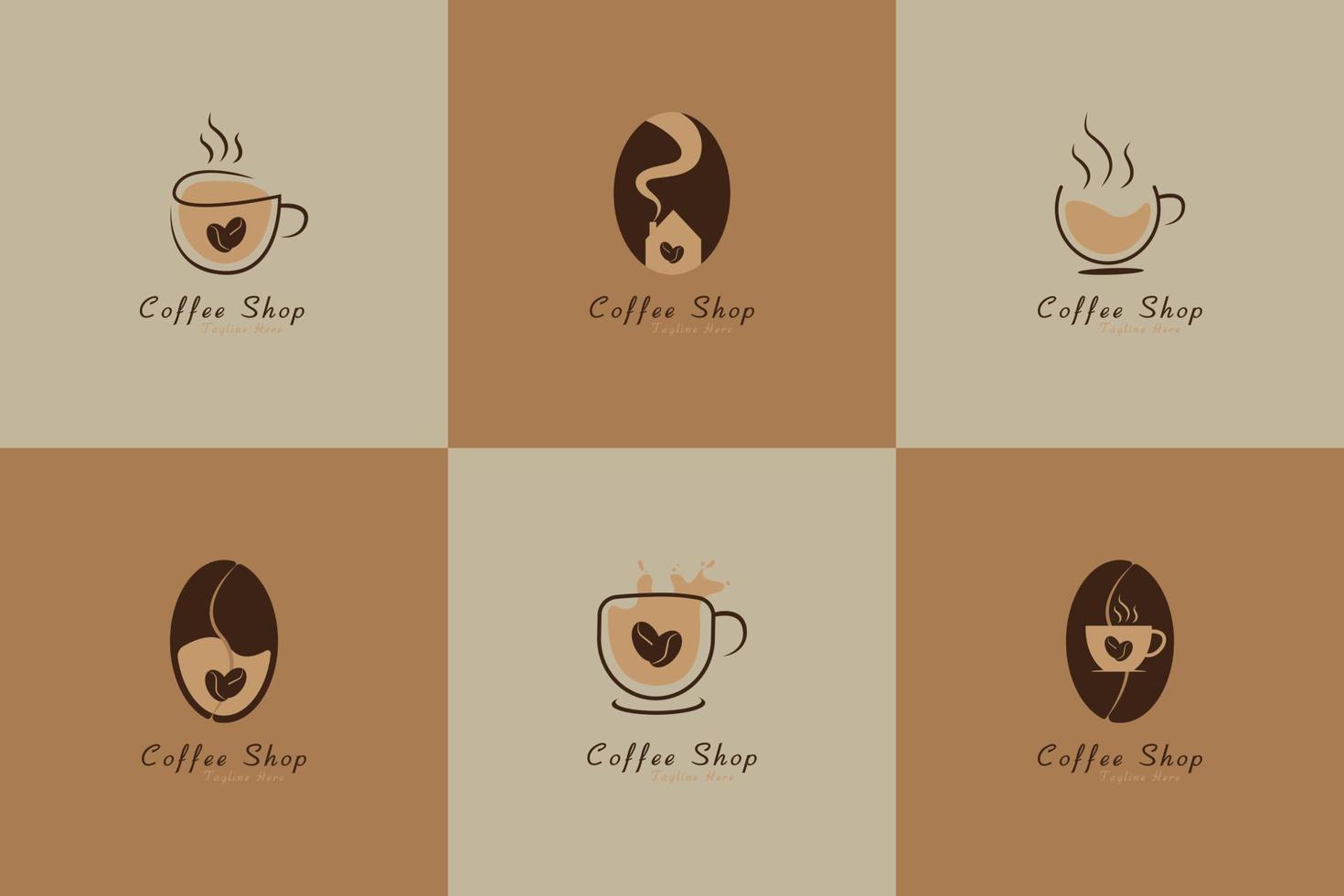 uppsättning av kaffe affär logotyp design mall vektor