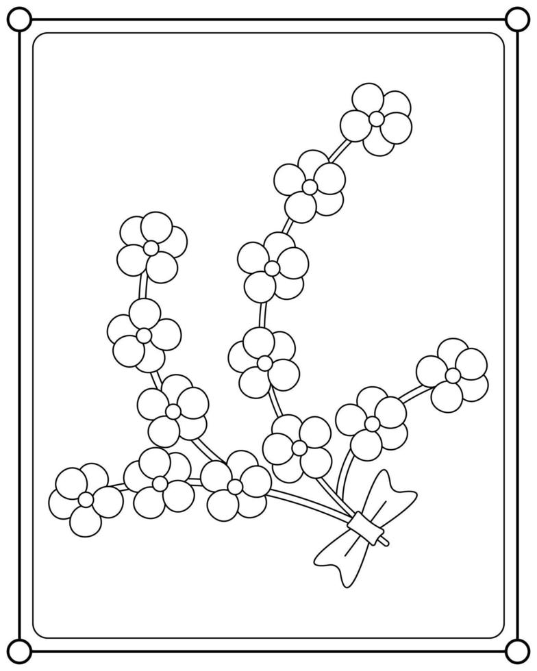 schöne blumen, die zum ausmalen von buchvektorillustrationen geeignet sind vektor