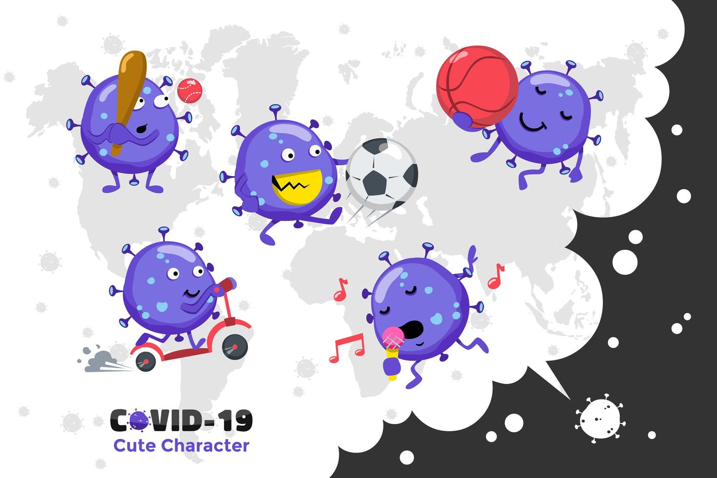 Coronavirus-Zeichensatzdesign vektor