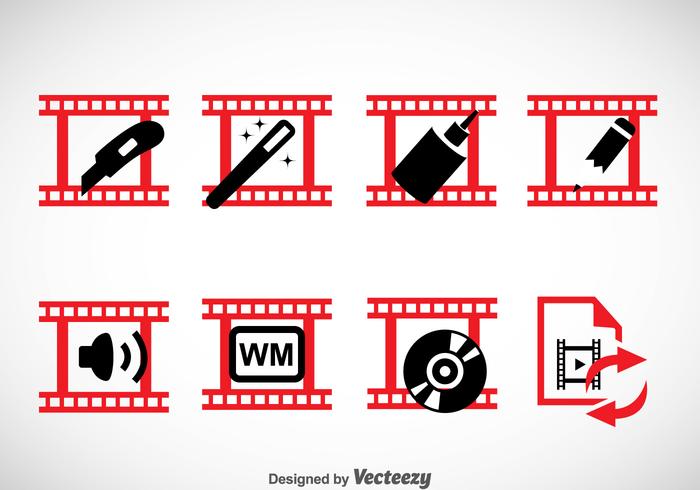 Videobearbeitung Icons Sets vektor