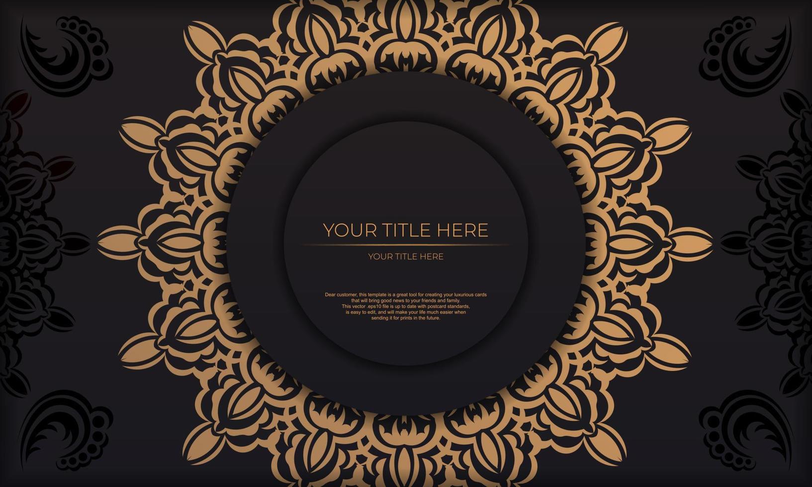Luxus-Banner-Vorlage mit Vintage-Ornamenten und Platz für Ihren Text. Druckfertiges Einladungsdesign mit Mandala-Ornament. vektor