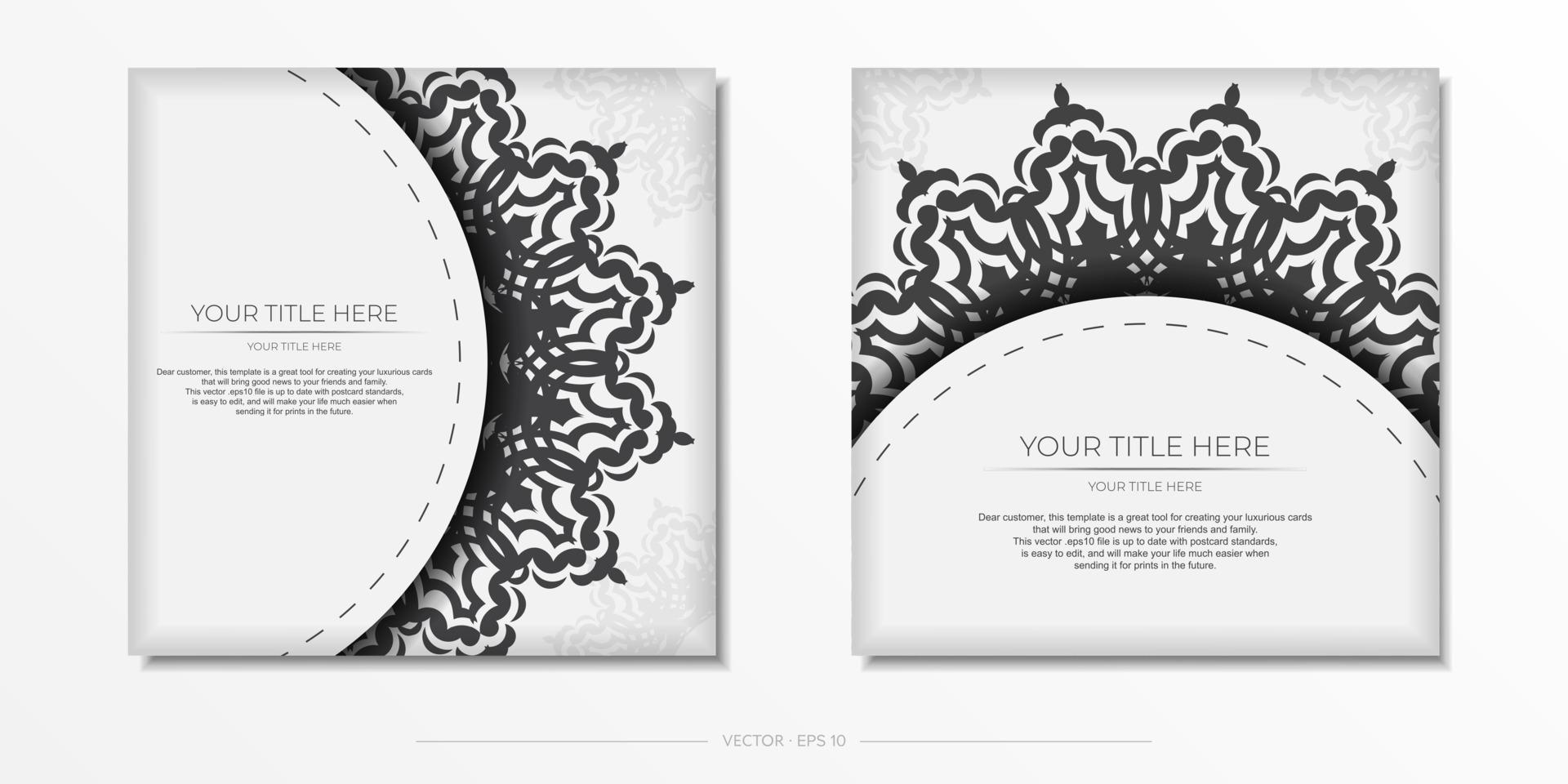 vit vykort mall med svart mönster. vektor