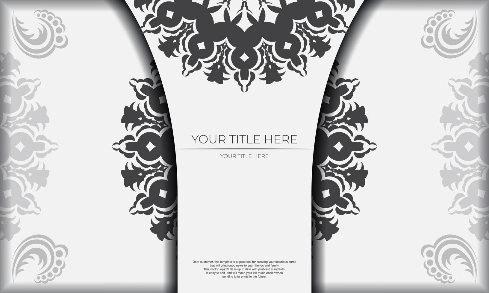 Vorlage für ein druckbares Design einer Einladungskarte mit einem luxuriösen Ornament. weißes vektorbanner mit griechischen luxusornamenten und textplatz. vektor